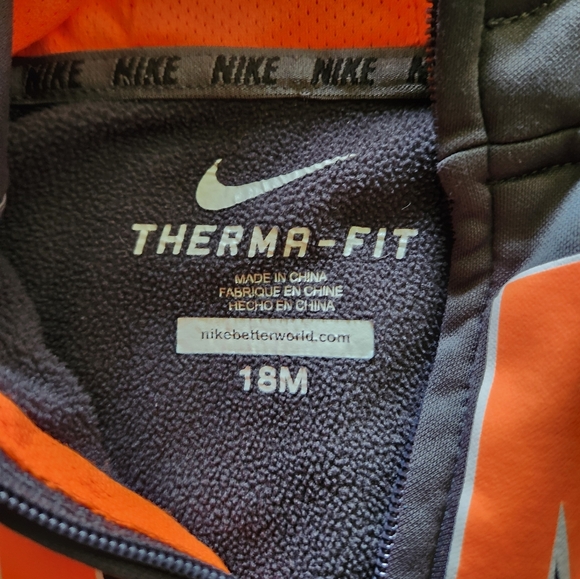 Toddler orange and gray Nike zip up, size 18m - Picture 3 of 4
